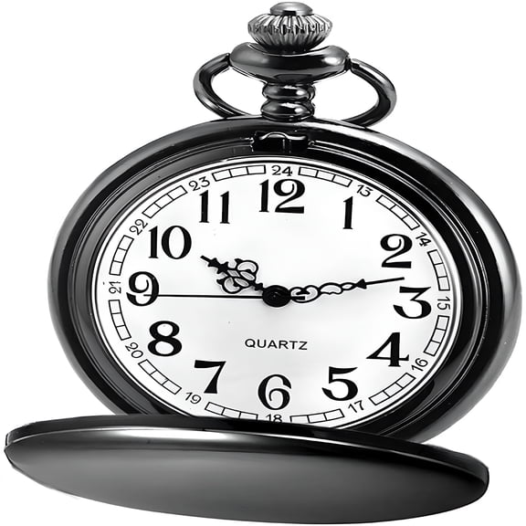 LAMIRO Men's Vintage Quartz Pocket Watch, Black