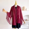 thumbnail image 4 of Women Chiffon Shawls and Wraps for Evening Dresses, Floral Sheer Cape Poncho Cover Up Beach Silk Scarf Elegant Wedding Party Stole, 4 of 4