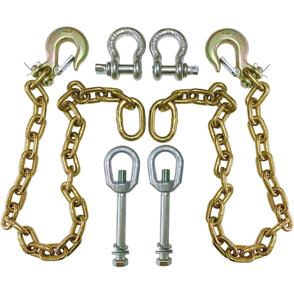 Fivepine Trailer Ultimate Connection Safety Chains 5th Wheel Safety Chain kit Gooseneck Safety Chains, Gold