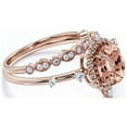 thumbnail image 2 of Dazzling Art nouvea 2.00 Carat Oval Cut Morganite And Diamond Moissanite Engagement Ring, Wedding Ring in 10k Solid Rose Gold, Compass Ring, Promise Ring, Anniversary Ring, Bridal Set, Matching Band, 2 of 3