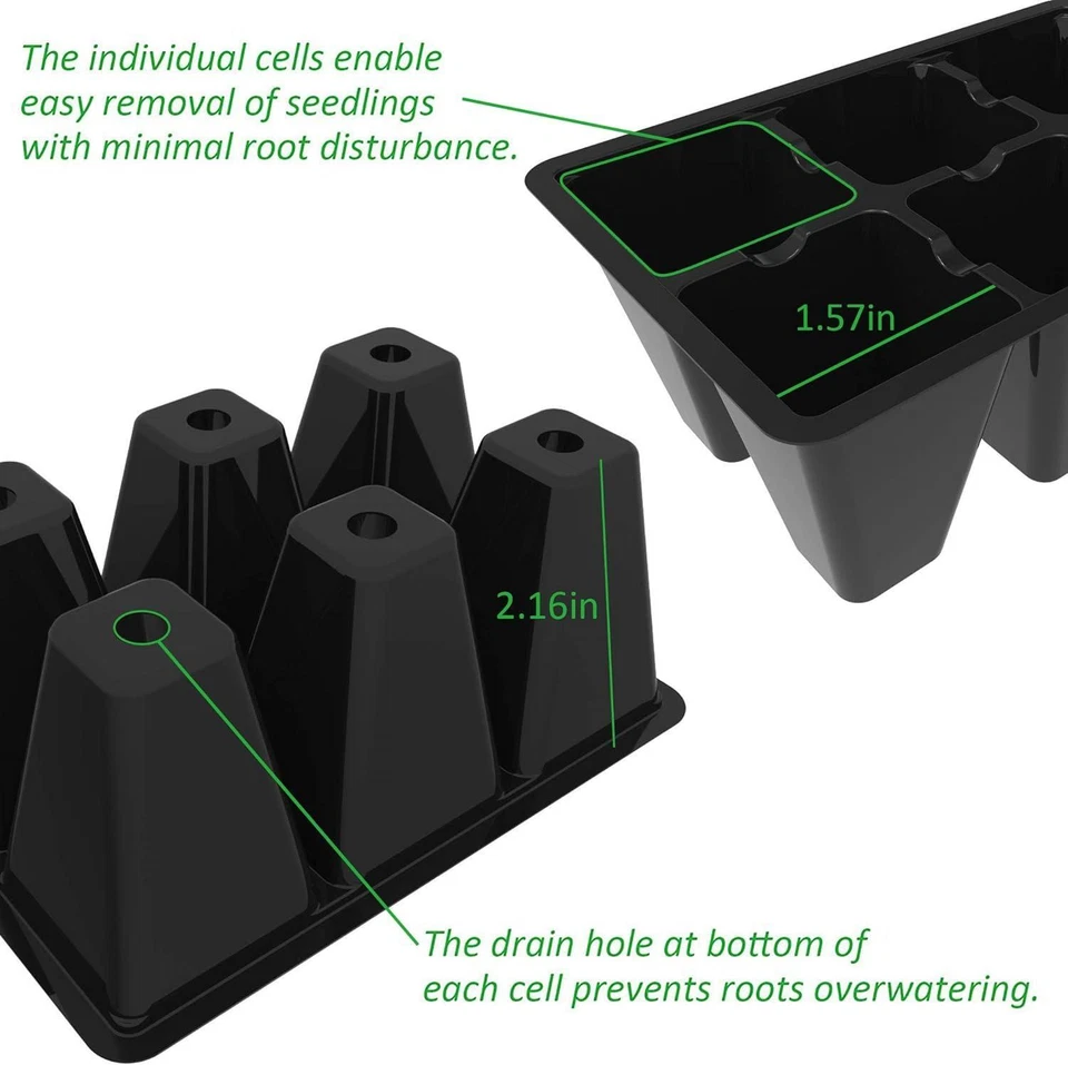 CIRCLE- Gardzen 30 Pack 6-Cell Seed Starting Tray For Seedlings, Plant Starter Trays Wit