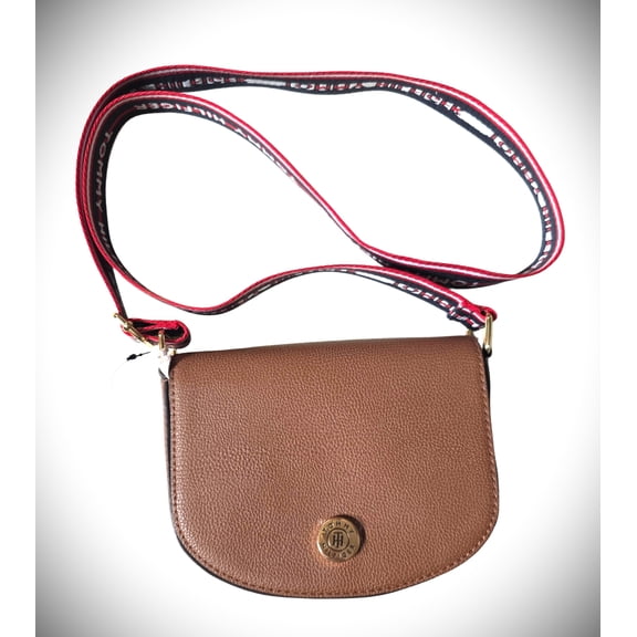 Tommy Hilfiger Women's Crossbody Brown purse TH Logo NWT - Gold Li Flap