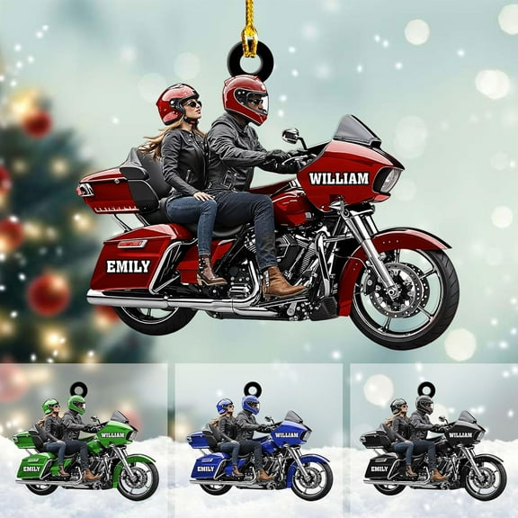 Custom Motorcycle Ornaments 2025 Motorcycle Ornaments for Christmas Tree Personalized Dirt Bike Ornament Motocross Christmas Ornament Biker Ornament (MC2) - 3167 (Red)