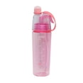 thumbnail image 1 of Botella de agua portátil de plástico transparente con cabezal rociador antifugas de 600 ml (rosa), 1 of 15
