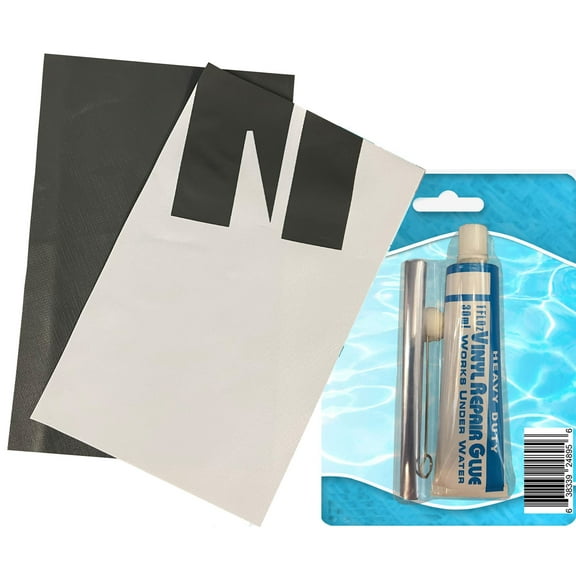Pool Above Repair Kit for River Run Tube | Vinyl Glue | 5.5"x8.5" Vinyl Patches