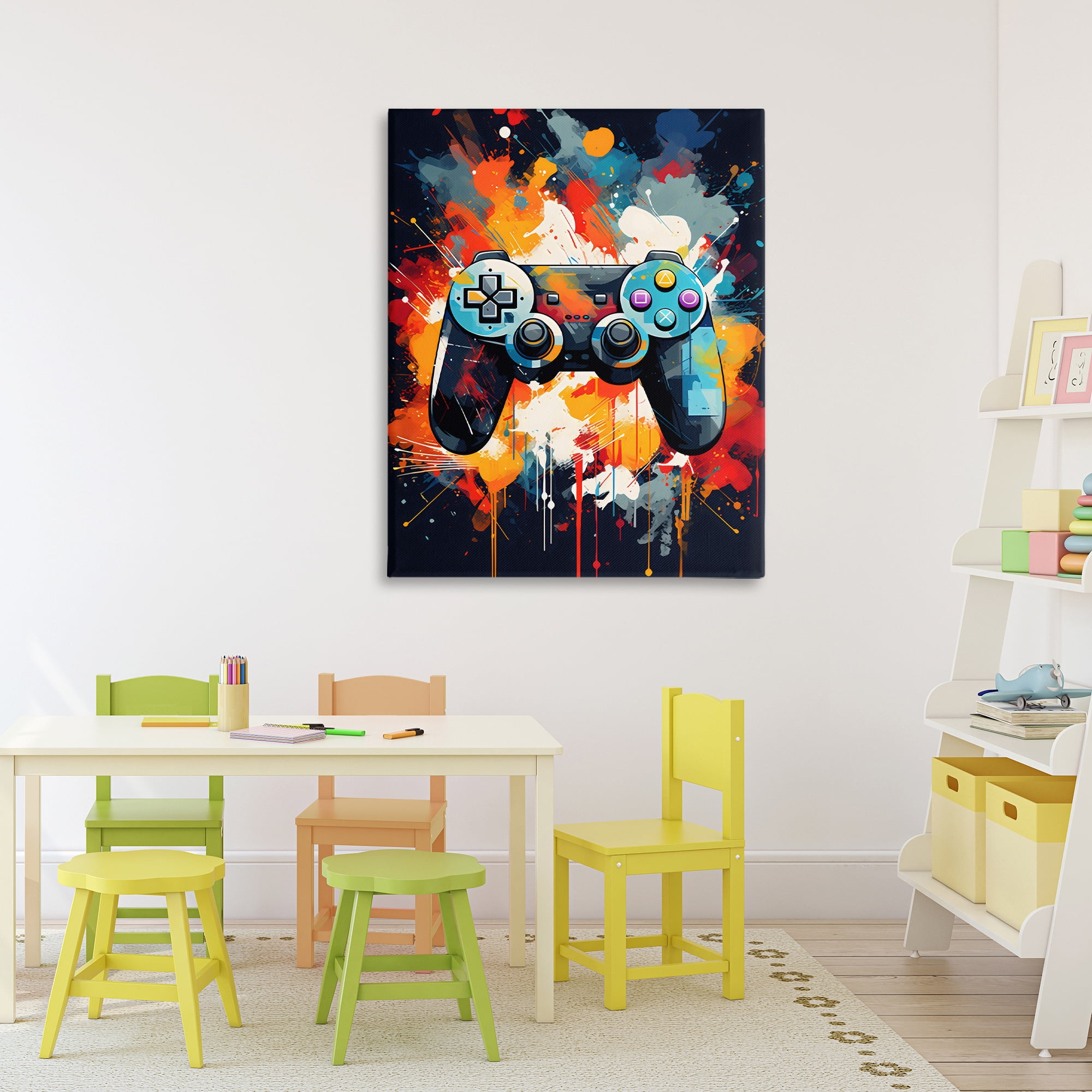 Stupell Industries Orange Paint Splash Gamer Canvas Wall Art, design by Creative Studio
