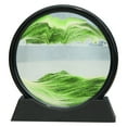 thumbnail image 2 of Moving Sand Art Liquid Motion, 3D Deep Sea Sandscape Color Quicksand Decor, Round Glass Moving Sand Art Picture Relaxing Desktop Home Office Work Decor (7 inch-Green)-Camping Essentials, 2 of 8