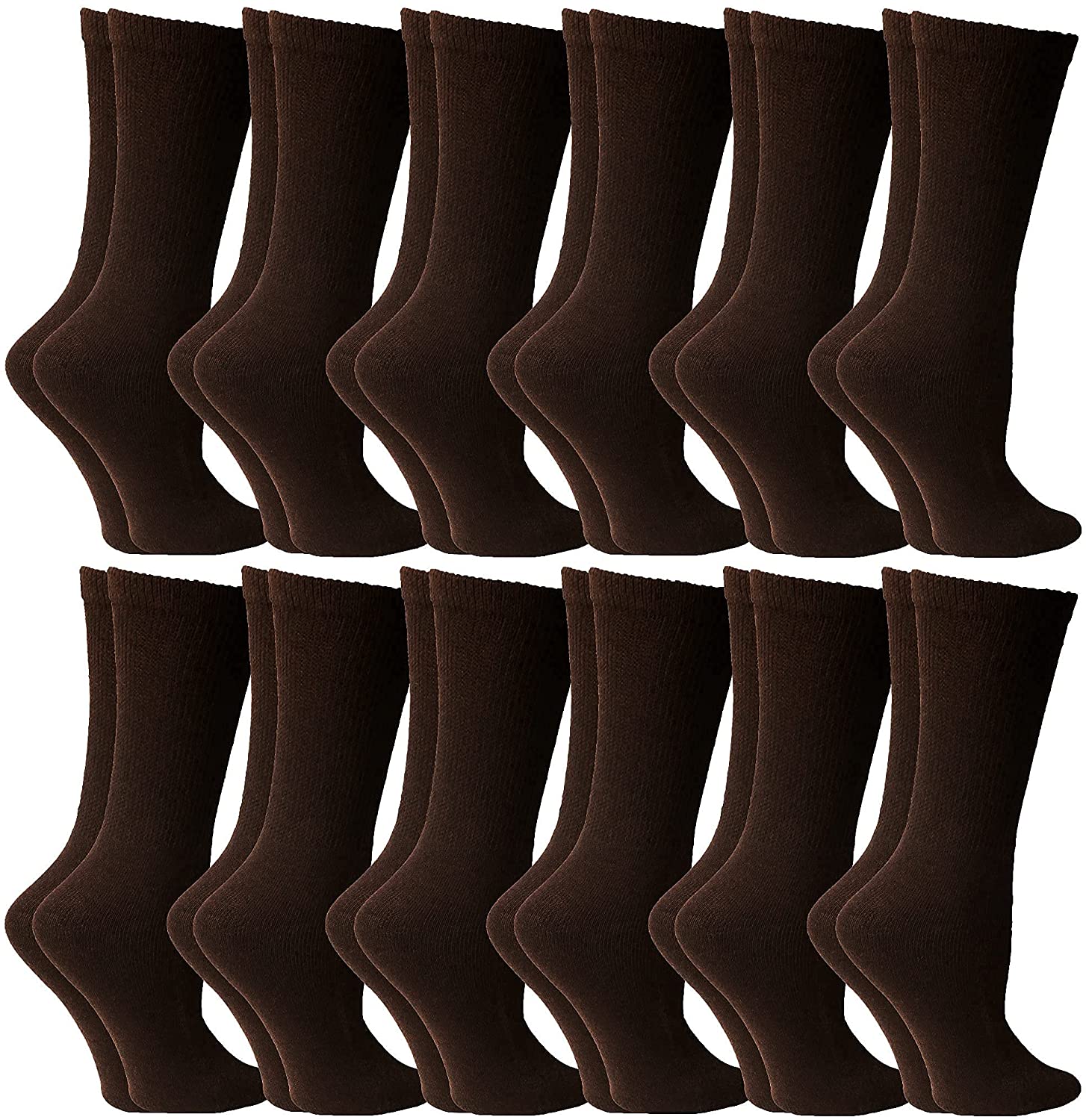 SOCKS'NBULK Mens or Womens Solid Color Cotton Diabetic Dress Crew Socks