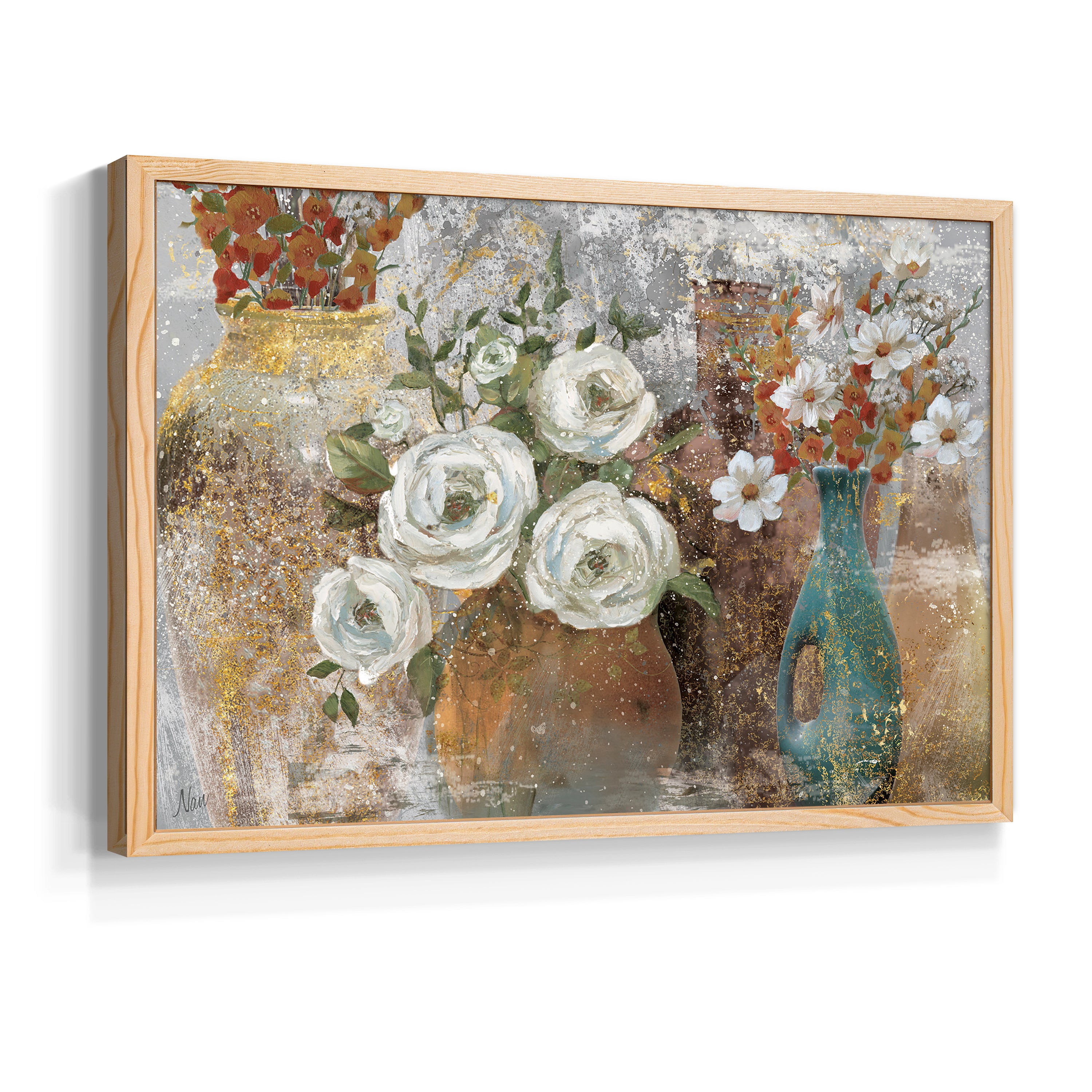 Vessels and Blooms Spice by Nan - Restickable Framed Giclée Print