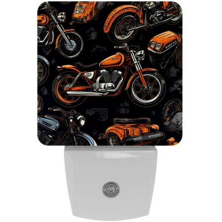 

Motorcycle theme Square LED Night Lights - Small Portable Lighting for Any Room - Energy Efficient & Long-lasting - for Bedroom Bathroom and Hallway