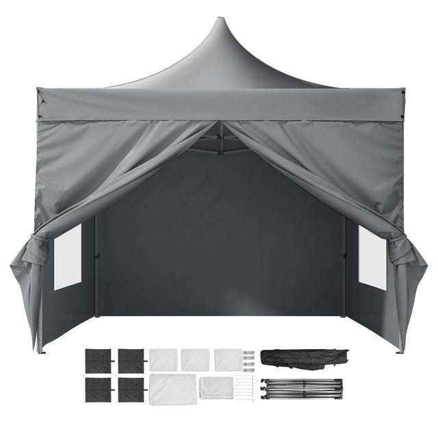 KFFKFF 10x10 FT Easy Setup Canopy with Detachable Sides, Mobile Shelter with Rolling Bag, UV Protective Waterproof Cover, Ideal for Outdoor Gatherings, Garden, Leisure, and Camping