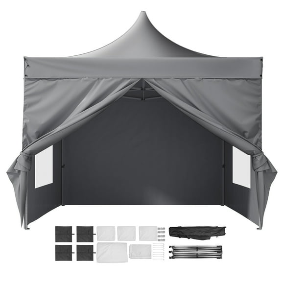 KFFKFF 10x10 FT Easy Setup Canopy with Detachable Sides, Mobile Shelter with Rolling Bag, UV Protective Waterproof Cover, Ideal for Outdoor Gatherings, Garden, Leisure, and Camping