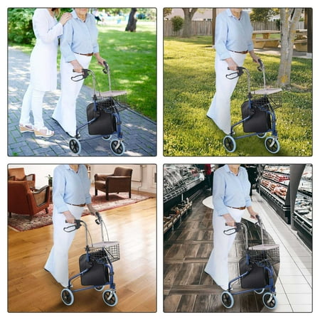 Yescom Folding 3 Wheel Rollator Tri Walker Walking Frame Mobility Aid Aluminium Lightweight with Bag