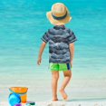 thumbnail image 4 of FORMRS Boys Rash Guard Short Sleeves Swim Shirt Quick Dry UPF 50+ Sun Protection, Sizes 3-12T, Blue Watercolor Mountain Pattern, 4 of 6