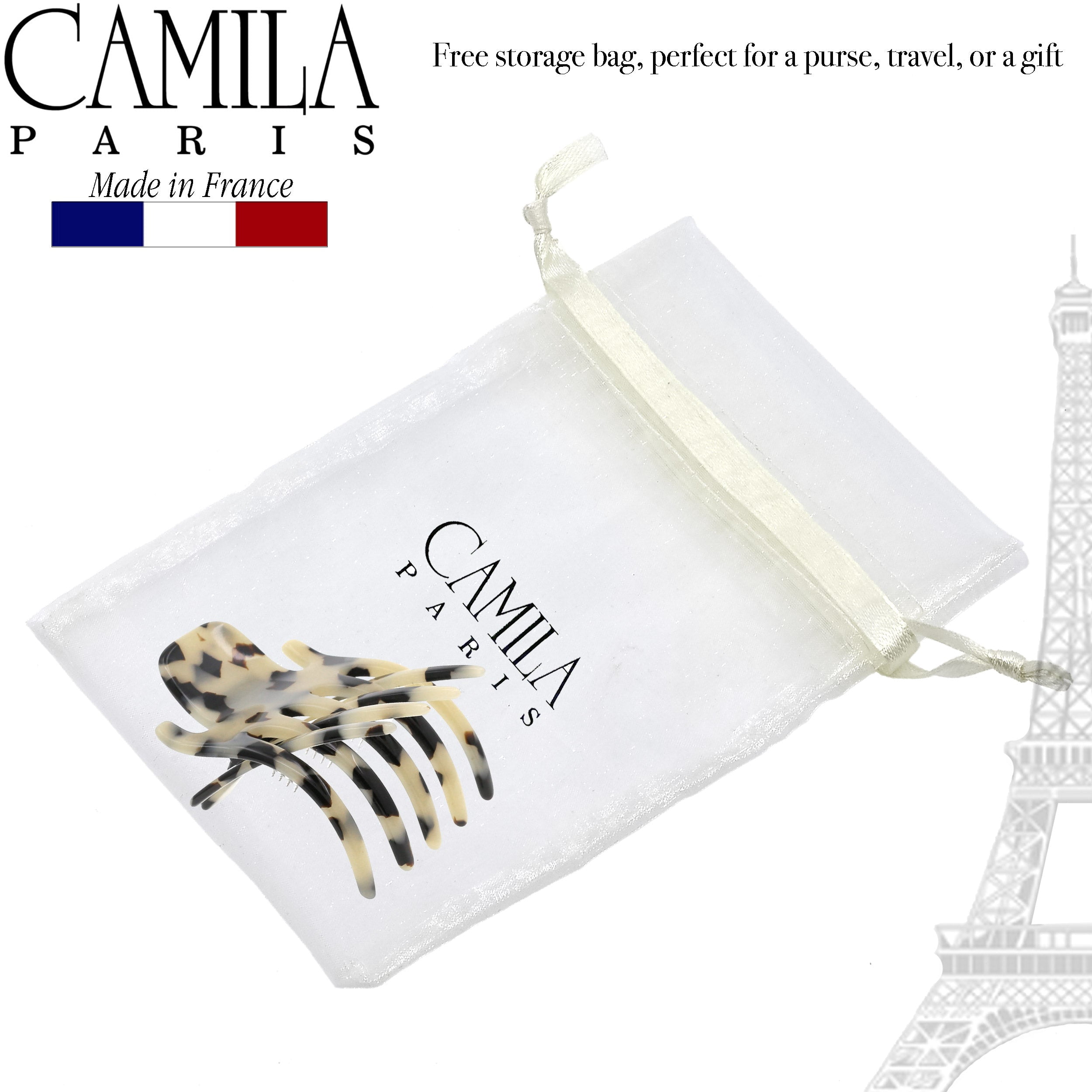 Camila Paris CP3476 French Hair Clip for Women, Hand-Made Hair Side Clips, 2 Inch Girls Hair Claw Clips Jaw Fashion Durable Styling Hair Accessories for Women, Strong Hold No Slip Grip, Made in France