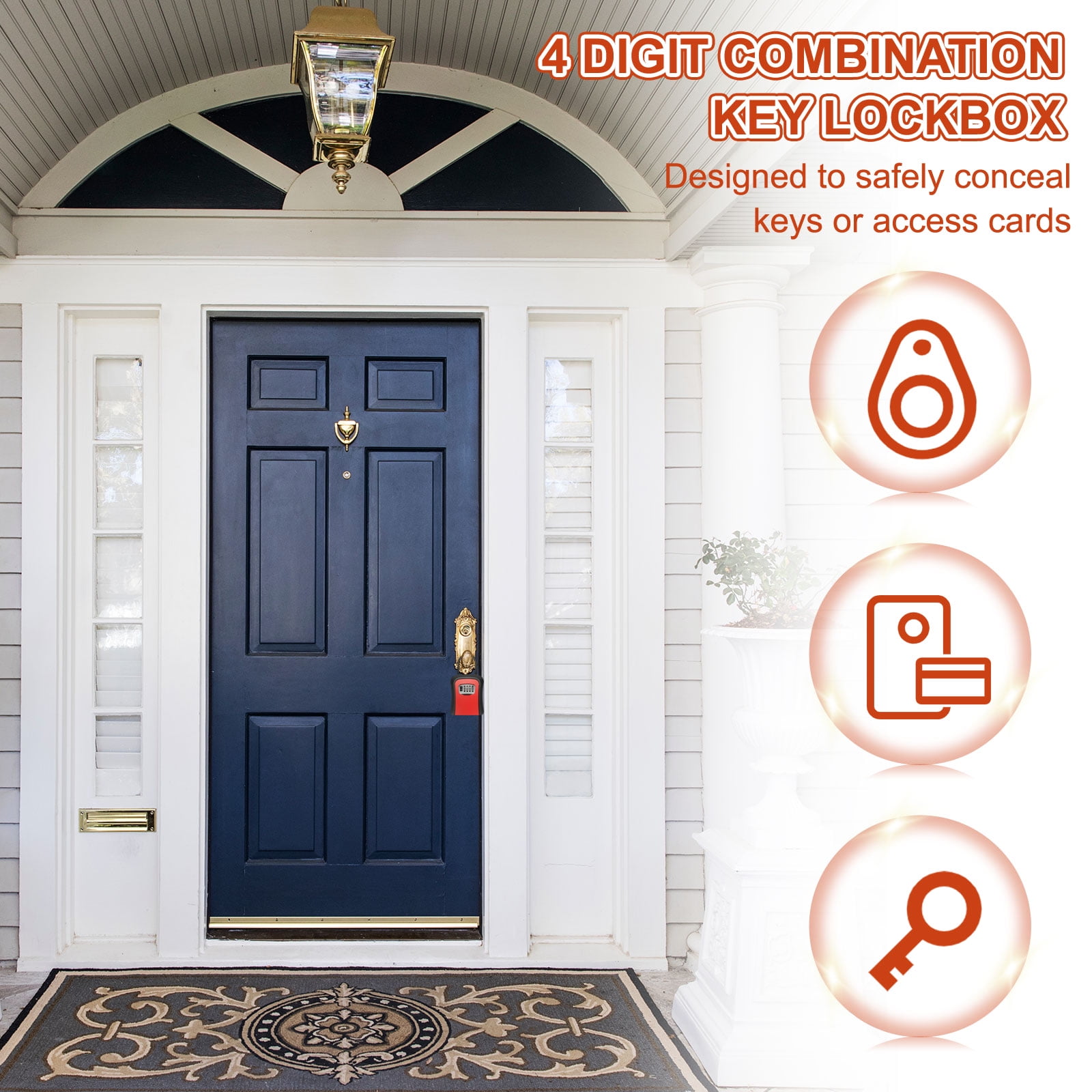 Portable Key Lock Box, 4 Digit Combination Key Lockbox Wall-Mounted Aluminum Alloy Safe Security Lock Gray