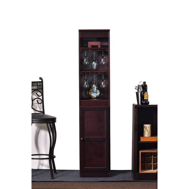 Concepts in Wood 21 Bottle Wood Wine with Hanging Glassware