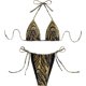 thumbnail image 1 of COZYEASE Conjunto de bikini floral de 2 piezas para mujer con cordón fruncido lateral triángulo halter sexy lindo trajes de baño, 1 of 4