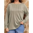 thumbnail image 4 of MIFATER Plus Size Tunic Tops for Women Fall Loose Fit Long Sleeve T Shirts Fashion Round Neck Pleated Blouses for Lady Tops, 4 of 5