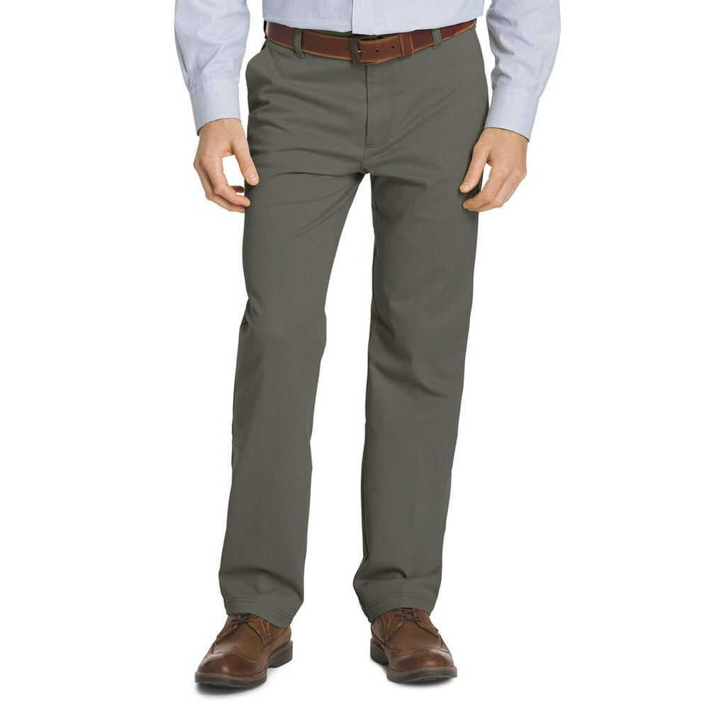 IZOD - Men's IZOD Classic-Fit Performance Flat-Front Pants Smoked Pearl - Walmart.com - Walmart.com