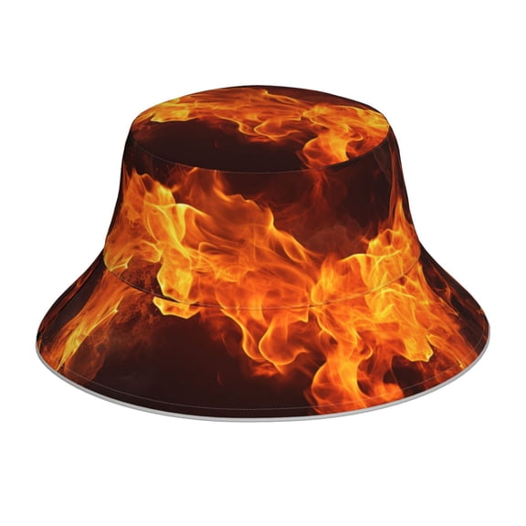Fuzoiu Fiery Orange Flames Energy Print Reflective Bucket Hat,Outdoor Hat for Men and Women,Bucket Hat for Travel Fishing Hunting Summer Camp