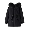 thumbnail image 5 of Lisingtool Winter Coats for Womens Fleece Padded Jacket Winter Loose Fashion Thickened Padded Jacket Womens Coats Black, 5 of 6