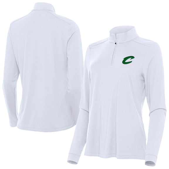 Women's Antigua White Cleveland Cavaliers St. Patrick's Day Intent Quarter-Zip Top