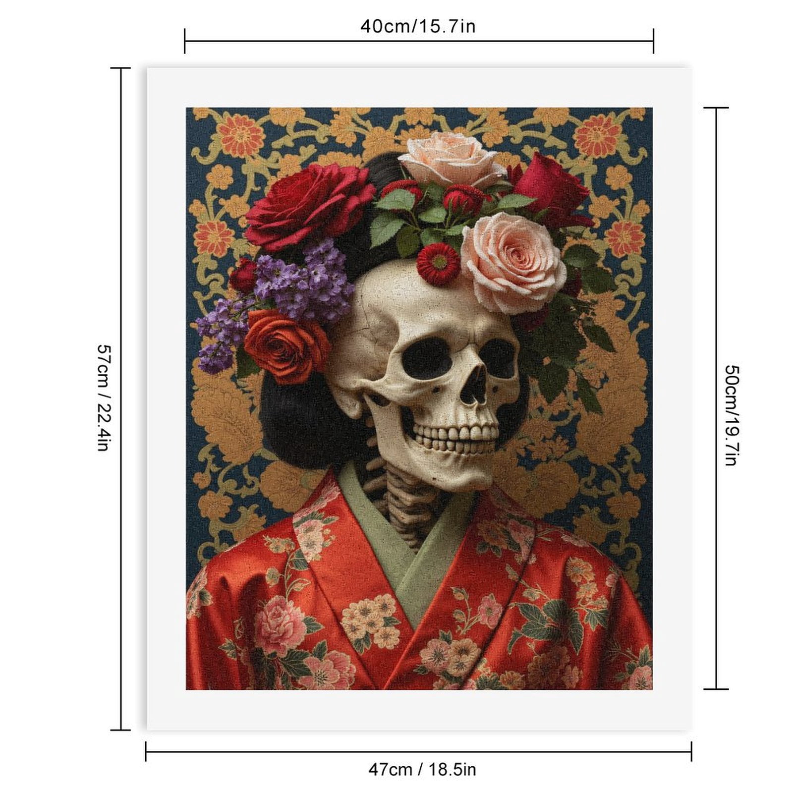 Paint By Numbers Kit for Adults Beginner - DIY Skeleton Floral Kimono Art Canvas Painting Kits for Adults, Frameless Paint By Number for Adults for Home Wall Decor 16x20 Inch