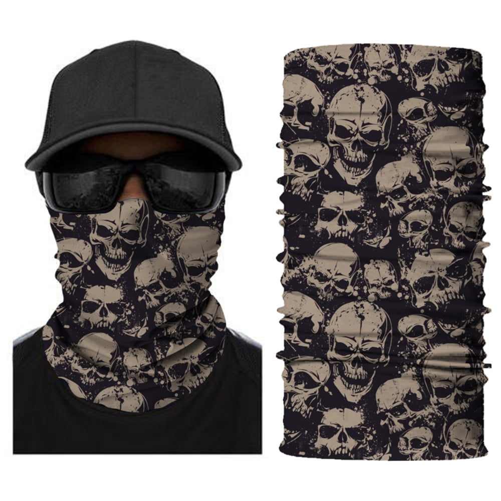 Seamless Full Face Tube Bandanas Multifunctional Headwear Mask Neck Gaiter, Skull 3