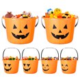 thumbnail image 1 of Cabilock 6 unids Halloween Truco o Trate Calabaza Bucket Bucket Candy Holder Papa Partido Favor Favor With Handing Party Supplies (Orange), 1 of 7