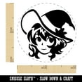 thumbnail image 2 of Adorable Anime Witch Girl with Hat Halloween Self-Inking Rubber Stamp Ink Stamper - Sky Blue Ink - Mini 1/2 Inch, 2 of 7