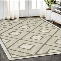 5' X 8' Beige And Brown Geometric Area Rug