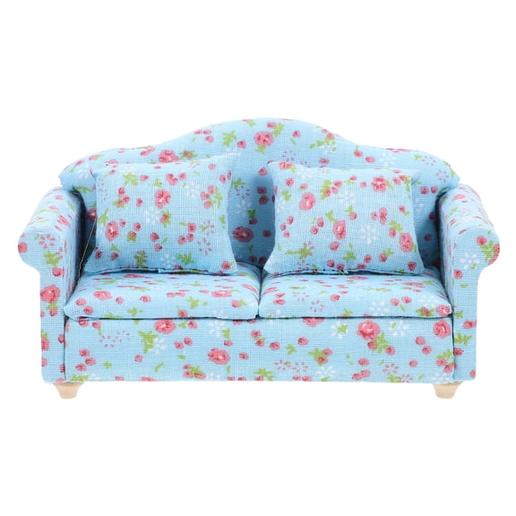 LOLIPPYY Doll House Cloth Art Sofa Miniature Fabric Floral Sofa Mini Furniture Model Prop