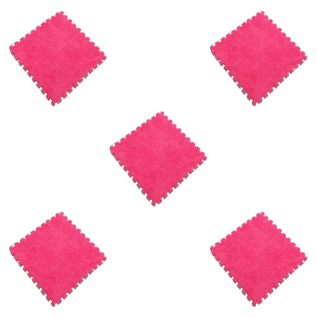 QualitChoice Soft EVA Foam Pattern Mat Pad Floor Crawling Rugs Baby Children Toy Games rose red 5Set