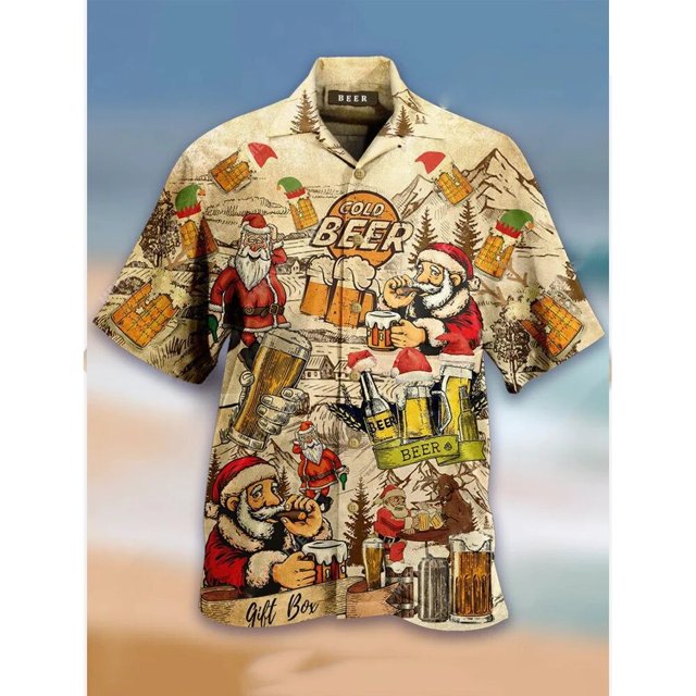 Camisas con gráfico navideño de Papá Noel para hombre, camisetas hawaianas Harajuku, Camiseta corta con estampado, ropa de gran tamaño para vacaciones a la moda, 2024