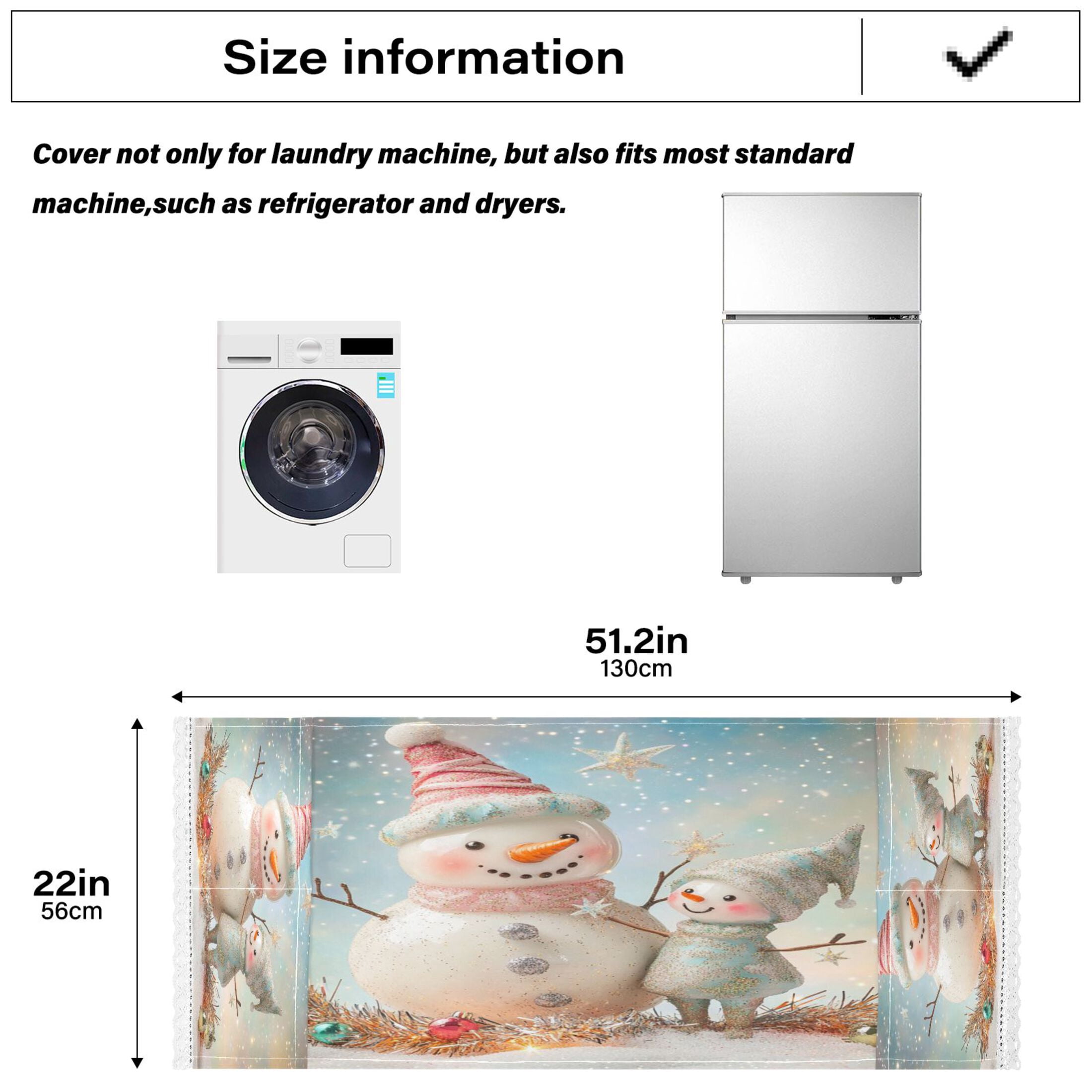 WOBOGO Two Cute Christmas Snowmen Washing Machine Cloth Dryer Refrigerator Top Cover Protective Non-Slip Mat For Kitchen Laundry