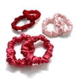 thumbnail image 2 of MYK Silk 100% Mulberry Silk Small Scrunchies Skinnies Set Gentle Hair Tie for Curly Hair 6 Pack Small (Red, Rose Pink, Blush), 2 of 3