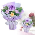 thumbnail image 2 of 1Pc Handmade Woven Flower Bouquet,Crochet Flower Bouquet Already Made Knitted Flowers,Valentine's Day Gift Ornament,Knitted Eternal Flower Arrangement Home & Wedding Decor,Purple,8.3x10.6", 2 of 9