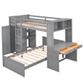 thumbnail image 6 of Twin Size Solid Wood Loft Bed with a Stand-alone bed, Shelves, Desk, and Wardrobe, Multifunctional Loft Bed with Ladder, Shelves, Wooden Loft Bed, No Box Spring Needed(Gray), 6 of 8