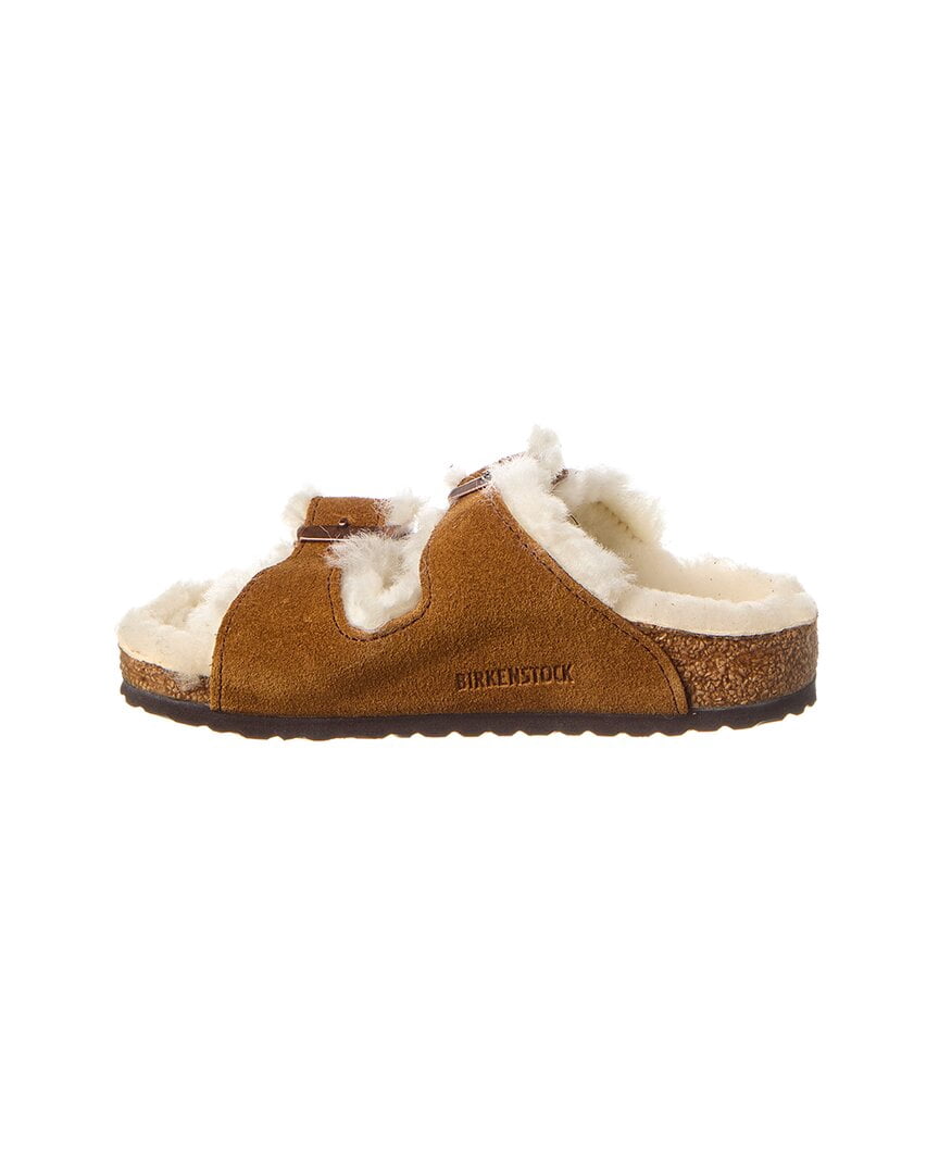 Birkenstock Arizona Narrow Suede & Shearling Sandal, 30, Grey