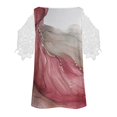 thumbnail image 5 of Fiudx Ofertas Del Día Tops de Encaje con Estampado de Manga Corta y Cuello En V a La Moda para Mujer, 5 of 5