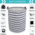 thumbnail image 2 of Howarmer Laundry Hamper with Handles - Collapsible Cotton Basket for Storage Bin, s Room, Home Organizer, Storage, Hamper, 19.7×15.7 ( Blue Straight Line ), 2 of 7