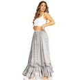 thumbnail image 3 of Sakkas Ivy Second Women's Maxi Boho Elastic Waist Embroidered A Line Long Skirt - Grey - One Size, 3 of 5