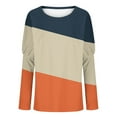 thumbnail image 4 of LYEAA Long Sleeve Shirts for Women Warm Crew Neck Tops Stylish Color Block Winter Pullover Comfortable Dressy Casual Outfits Loose Lightweight Clothes Orange XL, 4 of 4