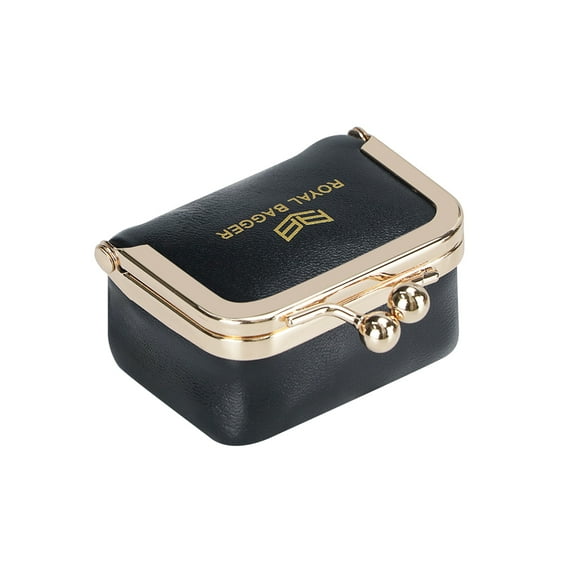 Small Size, Royal Bagger Retro Genuine Leather Mini Kiss Lock Coin Purse – Women's Jewelry Box for Earrings, Rings & More