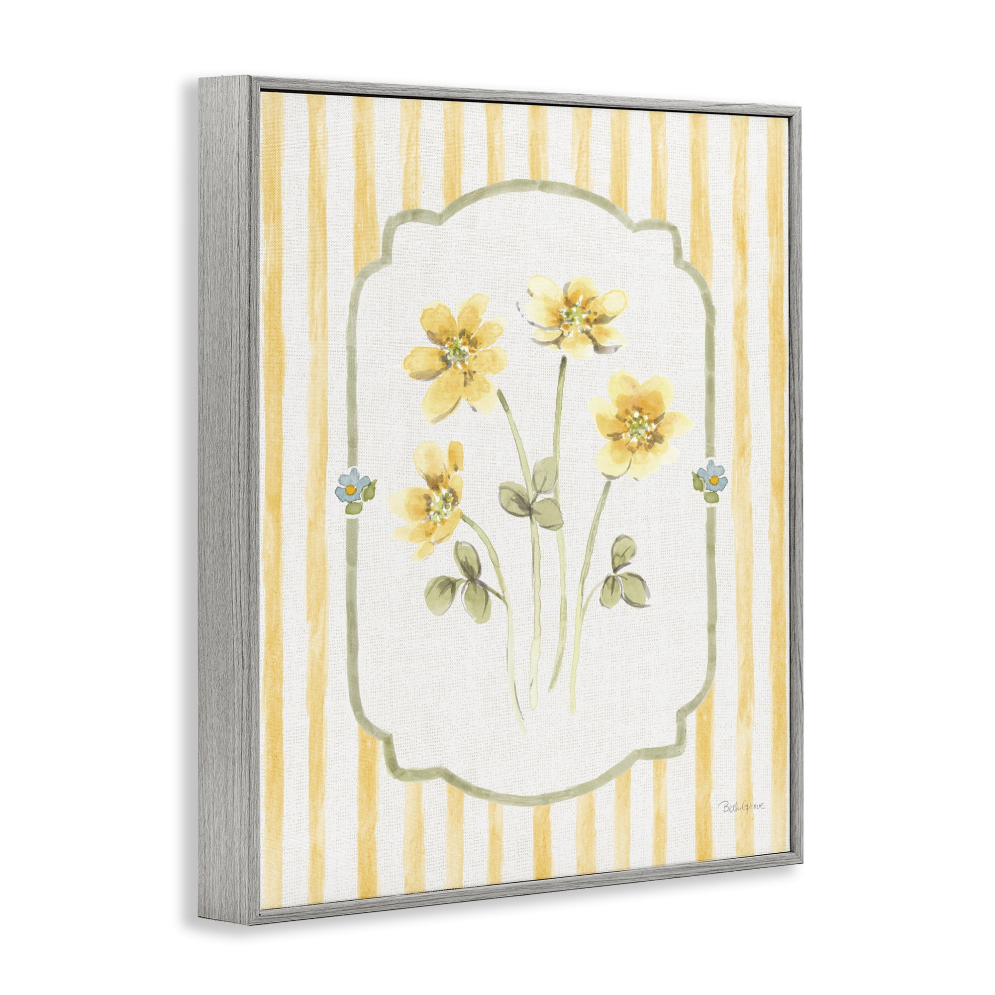 Stupell Industries Sweet Honey Flowers Gray Framed Giclee Art, design by Beth Grove