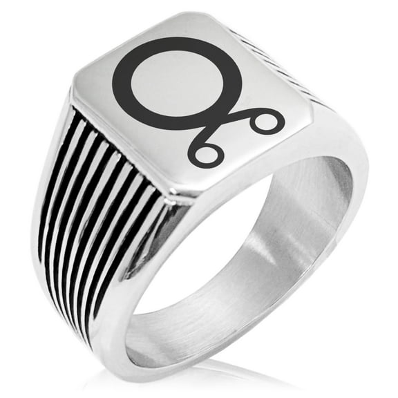 Stainless Steel Troll Cross Viking Norse Needle Stripe Pattern Biker Style Polished Ring