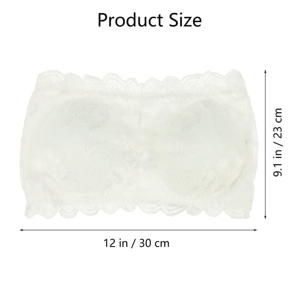 2pcs Women's One Size Strapless Lace Bandeau Bra Padded Removable