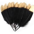 thumbnail image 3 of 40PCS Gold Dipped Black Feathers, 5.9-8.7 inch Feathers for DIY Crafts Wedding Halloween Costume Party Decorations Dream Catcher Supplies, 3 of 7