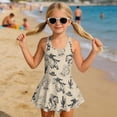 thumbnail image 3 of DISNIMO Horse Print Girls Swimsuits One Piece Bathing Suits Sleeveless U Neck Swimwear with Skirt Quick Dry Swim Dress Size 3-13, 3 of 8